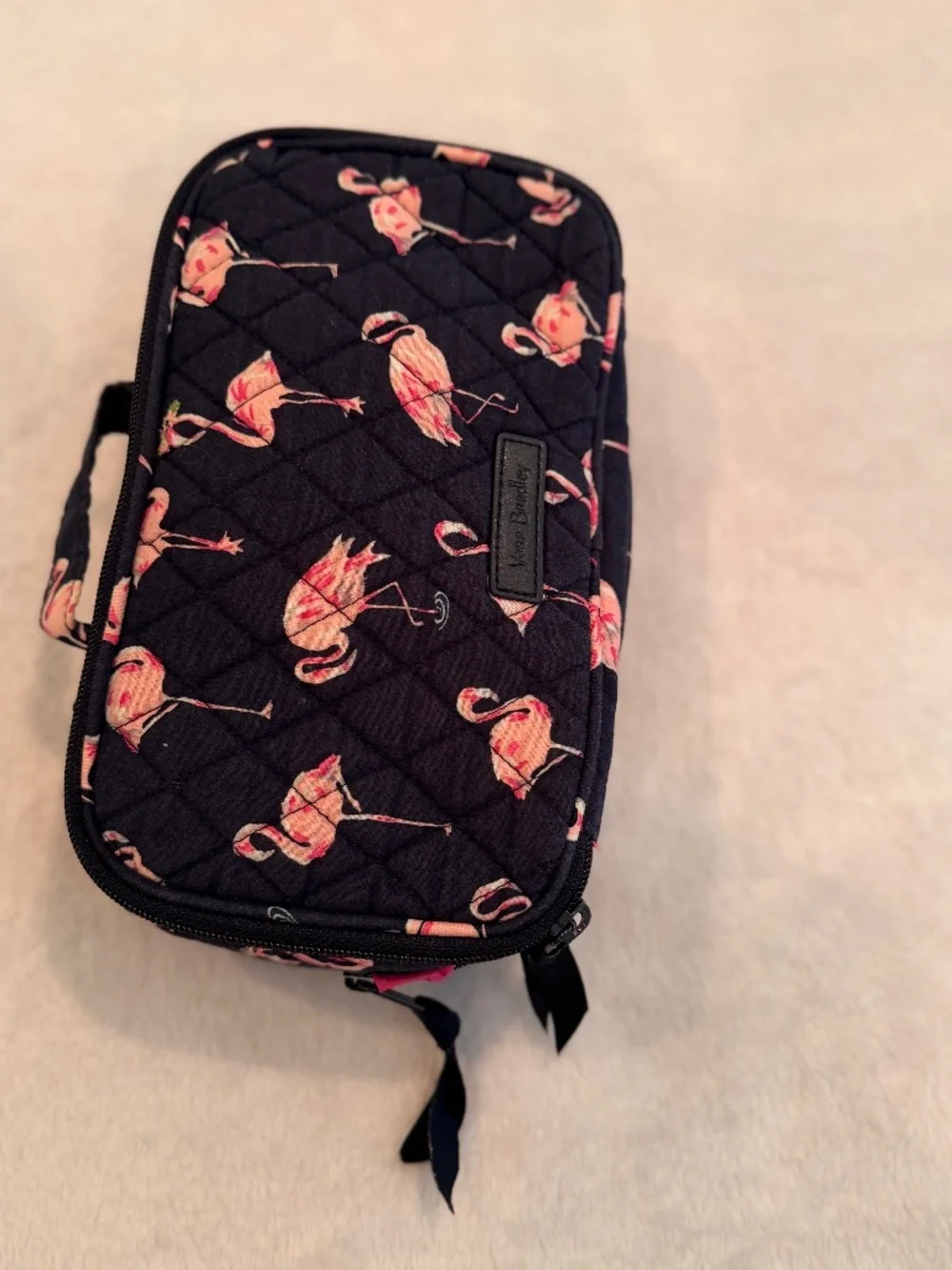 Vera Bradley Double Compartment Flamingo Fiesta Makeup Bag